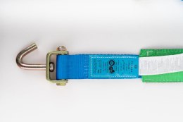 Pas Zabezpieczający 3,5m/50mm/4t Lohr 3-Punktowy Niebieski, 350 Dan, Z Hakiem Obrotowym, Zielona Tuba