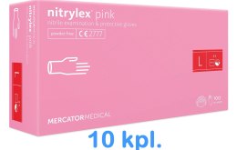 Rękawice Nitrylowe 100 sztuk / Różowe / Nitrylex Pink - 10 szt. (L 8-9)
