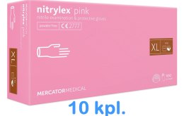 Rękawice Nitrylowe 100 sztuk / Różowe / Nitrylex Pink - 10 szt. (XL 9-10)