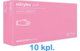 Rękawice Nitrylowe 100 sztuk / Różowe / Nitrylex Pink - 10 szt. (S 6-7)