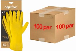 Rękawice ochronne gumowe flokowane / Żółte / OX-FLOX - 100 Par (10 - XL)