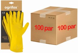 Rękawice ochronne gumowe flokowane / Żółte / OX-FLOX - 100 Par (10 - XL)