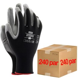 Rękawice robocze / czarno-szare / RTEPO_BS - 240 Par (10 - XL)